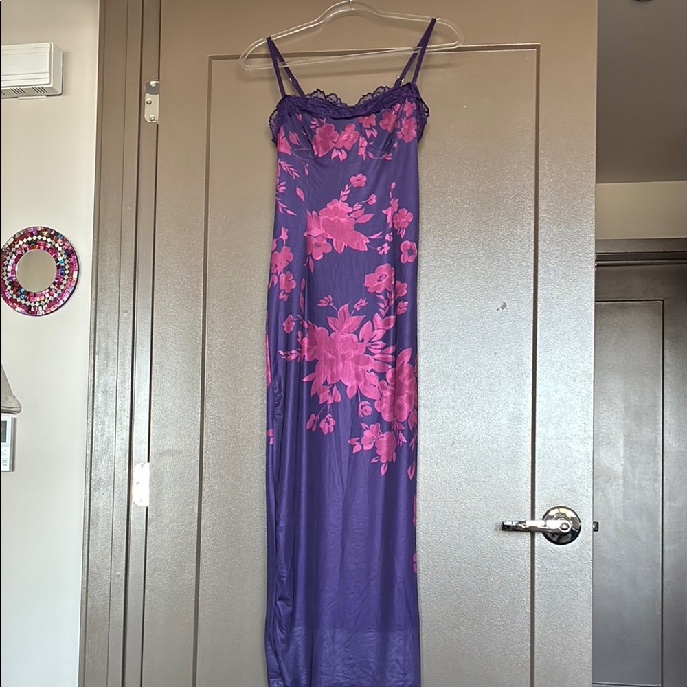 Commense Purple and Pink Floral Maxi Dress
